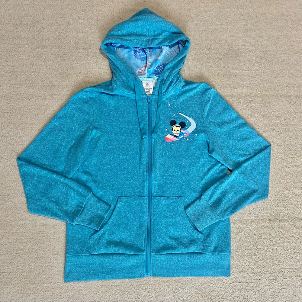 Disney Teal Blue Mickey Mouse Zip Hoodie